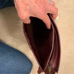 Dark Cabernet saddle bag from Madewell used it twice.